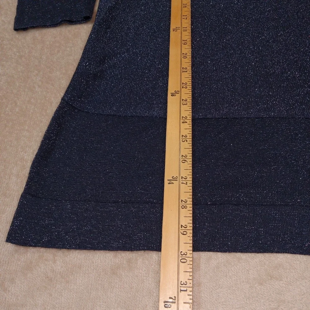Soft Surroundings Tunic Round Neck Glitter Style Top Navy Blue Medium - Picture 7 of 11